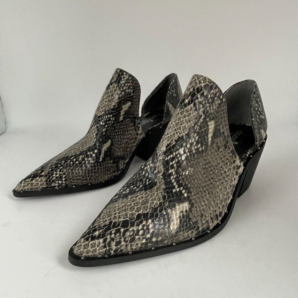 Python Croc Point Toe Ankle Western Cowgirl Chunky Block Boot Shoe 6‎ - Picture 4 of 11